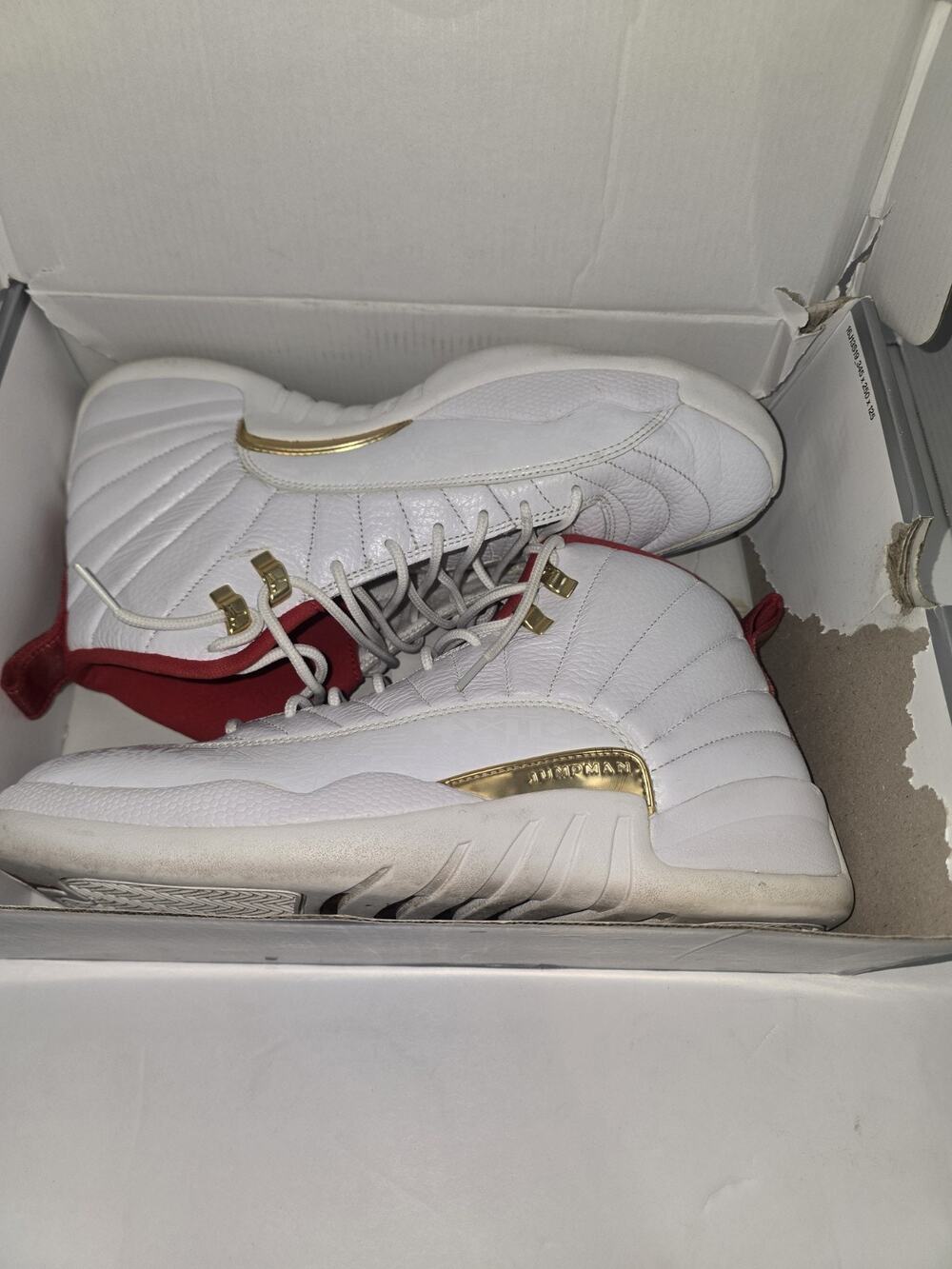 Air Jordan 12 Retro FIBA White Red Gold Size 12 130690-107 2019